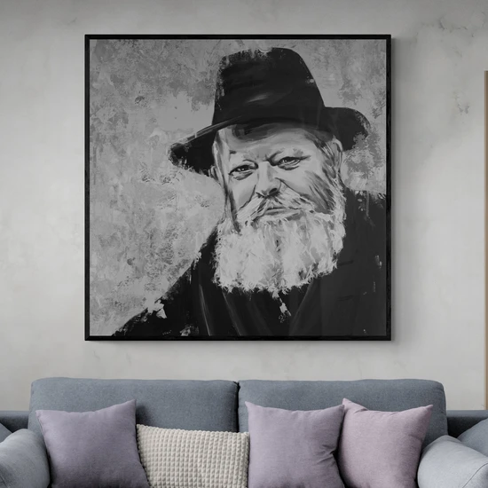 הרבי מלובביץ' בגווני שחור לבן